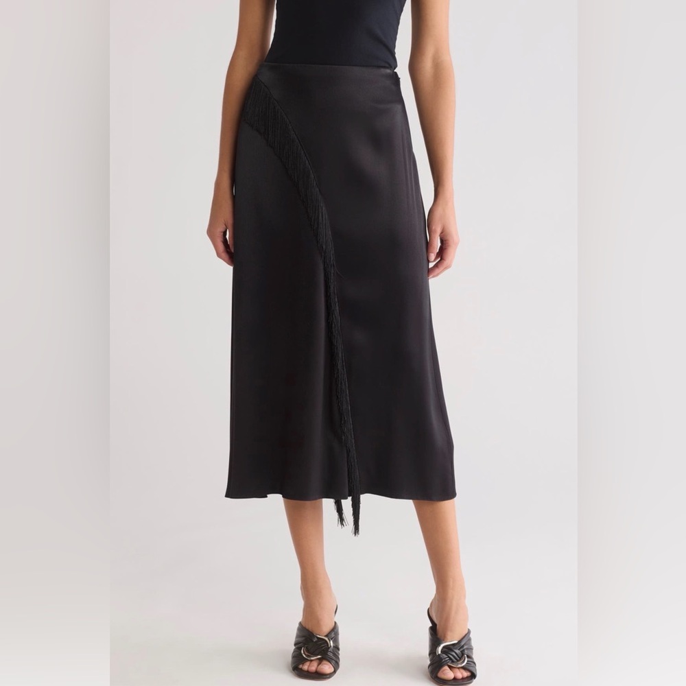 NEW! Vince Black Fringe A-line Skirt